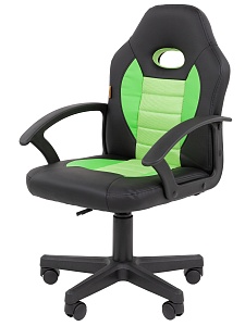 Детское компьютерное кресло CHAIRMAN KIDS 111, экокожа, черный/зеленый